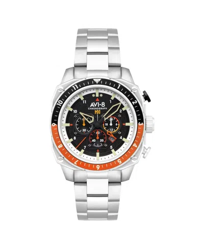 AVI-8 MEN'S HAWKER HUNTER ATLAS DUAL-TIME CHRONOGRAPH SOLID STAINLESS STEEL BRACELET WATCH, 44MM