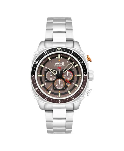 AVI-8 MEN'S HAWKER HUNTER ATLAS DUAL-TIME CHRONOGRAPH SOLID STAINLESS STEEL BRACELET WATCH, 44MM