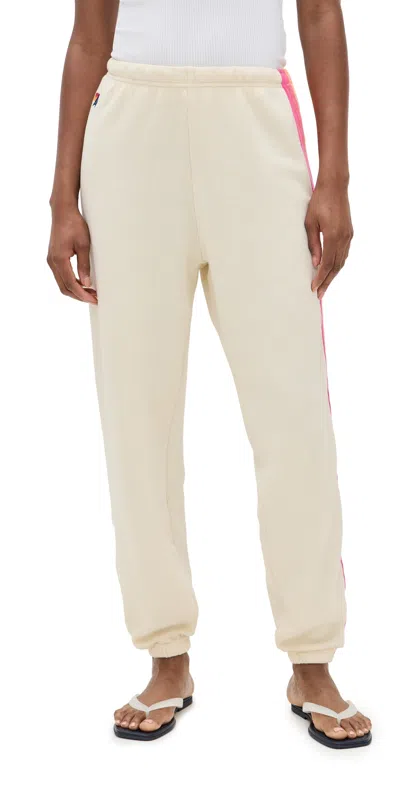 AVIATOR NATION 5 STRIPE SWEATPANTS VINTAGE WHITE/VINTAGE WHITE