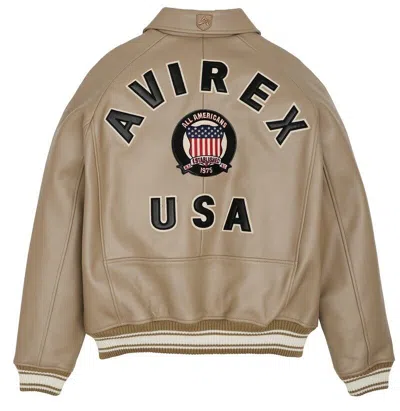 AVIREX AVIREX MEN'S ICON AMERICAN BOMBER AVIATOR JACKET GENUINE COWHIDE LEATHER JACKET