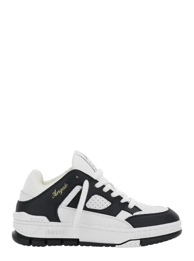 AXEL ARIGATO AXEL ARIGATO WOMEN 'AREA LO' BLACK AND WHITE LOW TOP SNEAKERS WITH LAMINATED LEATHER IN LEATHER BLEN