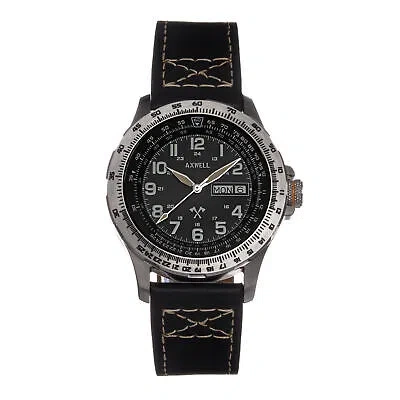 AXWELL AXWELL BLAZER LEATHER STRAP WATCH - BLACK/SILVER