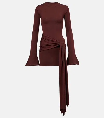 AYA MUSE DRAPED SILK AND COTTON MINIDRESS