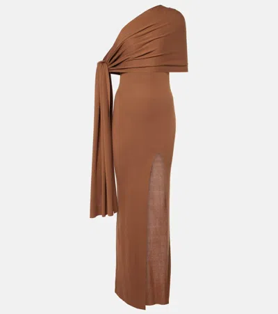 AYA MUSE HALE ONE-SHOULDER SILK-BLEND MAXI DRESS