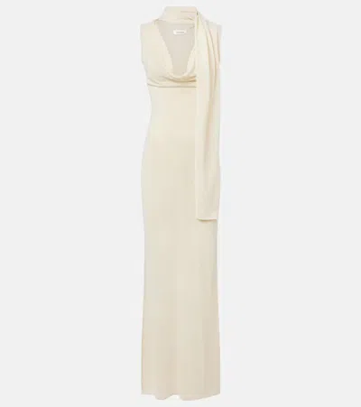AYA MUSE SCARF-DETAIL DRAPED MAXI DRESS