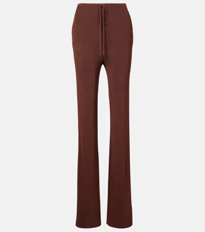 AYA MUSE RIBBED-KNIT FLARED PANTS