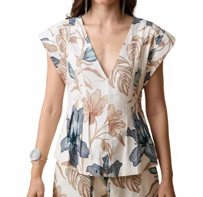 AYLAYA ZANZIBAR TOP IN HIBISCUS DENIM