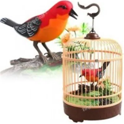 AZ TRADING & IMPORT AZ IMPORT & TRADING SINGING & CHIRPING BIRD IN CAGE - REALISTIC SOUNDS & MOVEMENTS RED
