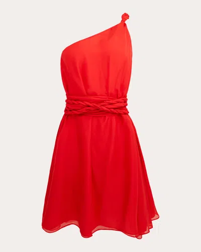 AZEEZA WOMEN'S RODITE ASYMMETRIC SILK CHIFFON MINI DRESS