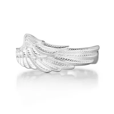 AZURA JEWELRY NEW YORK MEN'S SILVER ANGEL GUARDIAN RING MALE WHITE GOLD VERMEIL