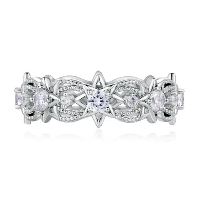 AZURA JEWELRY NEW YORK WOMEN'S SILVER GARDEN OF STARS RING WHITE GOLD VERMEIL