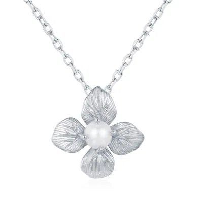 AZURA JEWELRY NEW YORK WOMEN'S SILVER GOSSAMER PETAL PEARL NECKLACE WHITE GOLD VERMEIL