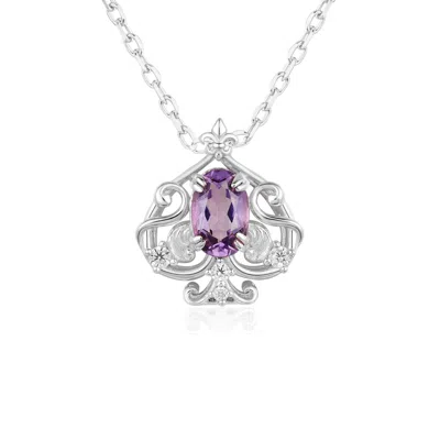 AZURA JEWELRY NEW YORK WOMEN'S SILVER LEAFY SPADE AMETHYST NECKLACE WHITE GOLD VERMEIL