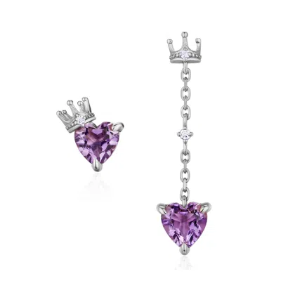AZURA JEWELRY NEW YORK WOMEN'S SILVER / YELLOW HEART OF THE REALM AMETHYST EARRINGS WHITE GOLD VERMEIL