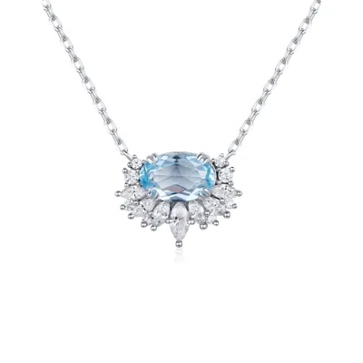 AZURA JEWELRY NEW YORK WOMEN'S SILVER TWILIGHT STAR SKY BLUE TOPAZ NECKLACE WHITE GOLD VERMEIL