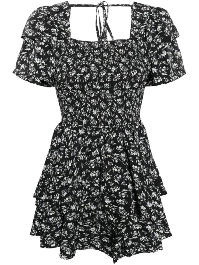 B+AB FLORAL-PRINT RUFFLED MINIDRESS