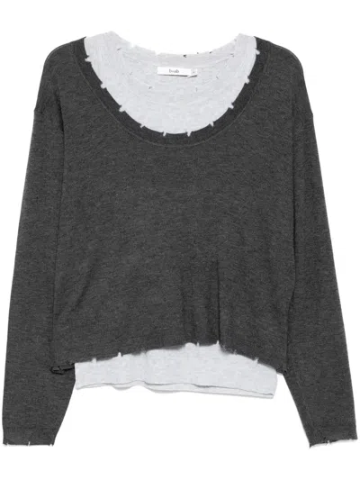 B+AB LAYERED RAW-EDGE KNITTED TOP