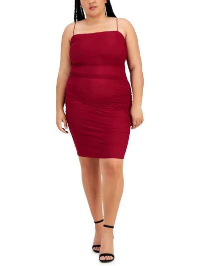 B DARLIN PLUS WOMENS KNIT RUSHED BODYCON DRESS