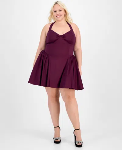 B DARLIN TRENDY PLUS SIZE A-LINE HALTER DRESS