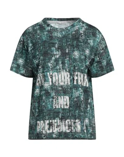 B.A. PRINTED ARTWORKS B. A. PRINTED ARTWORKS WOMAN T-SHIRT DEEP TEAL SIZE S COTTON, LINEN