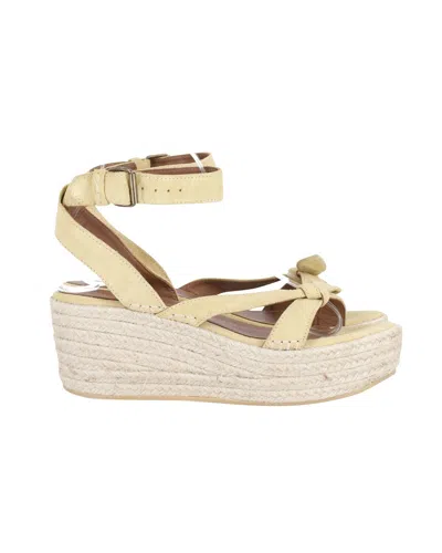 BA&SH BA & SH ANKLE STRAP WEDGE ESPADRILLES IN BEIGE SUEDE