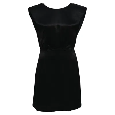 BA&SH BA & SH MINI SCOOP NECK BACKLESS DRESS IN BLACK SATIN