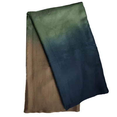 BABS BOUTIQUE NYC WOMEN'S BLUE / GREEN / NEUTRALS CASHMERE SHAWL BEIGE GREEN BLUE OMBRE