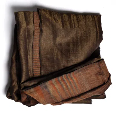 BABS BOUTIQUE NYC WOMEN'S NEUTRALS / GOLD CASHMERE SHAWL - SPACE DYE - BRONZE GOLD METALLIC THREADING