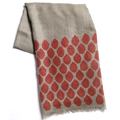 BABS BOUTIQUE NYC WOMEN'S NEUTRALS / ORANGE CASHMERE HAND BLOCK PRINTED SCARVES - BEIGE ORANGE DROP