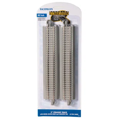 BACHMANN BACHMANN HO SCALE 9 IN. E-Z STRAIGHT TRACK WITH CONCRETE TIES, 4 PIECE