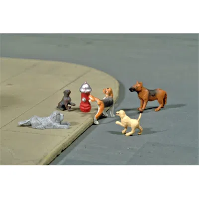 BACHMANN BACHMANN O DOGS WITH FIRE HYDRANT - PACK OF 6