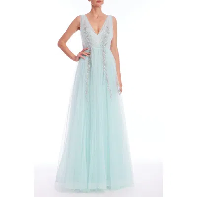 BADGLEY MISCHKA BADGLEY MISCHKA COLLECTION BEAD DETAIL TULLE BALLGOWN