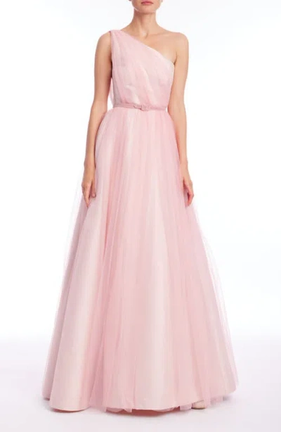 BADGLEY MISCHKA BADGLEY MISCHKA COLLECTION ONE-SHOULDER A-LINE TULLE GOWN