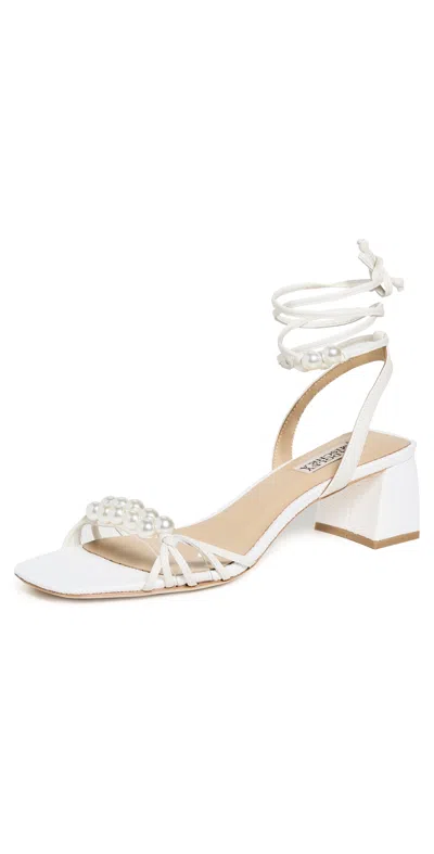 BADGLEY MISCHKA DEJA BLOCK HEELS WHITE