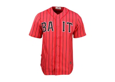 BAIT MEN'S BAIT SLUGGERS PINSTRIPE BASEBALL JERSEY IN RED/BLACK