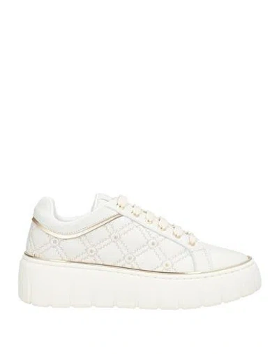 BALDININI BALDININI WOMAN SNEAKERS OFF WHITE SIZE 8 LEATHER