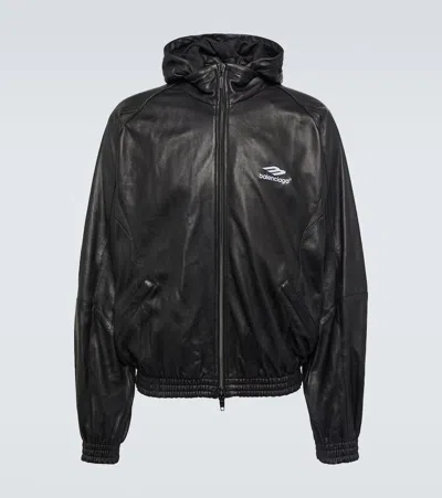 BALENCIAGA 3B SPORTS ICON LEATHER TRACK JACKET