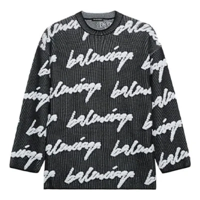 BALENCIAGA Balenciaga 3D Scribble Crewneck Cotton Knit 'Black'