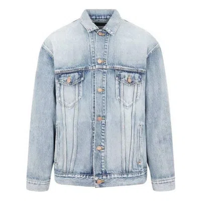 BALENCIAGA Balenciaga BB Sprayed Denim Jacket Large Fit 'Light Blue Yellow'