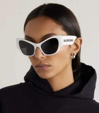 BALENCIAGA BALENCIAGA BB0259S-003 WHITE WHITE GREY SUNGLASSES