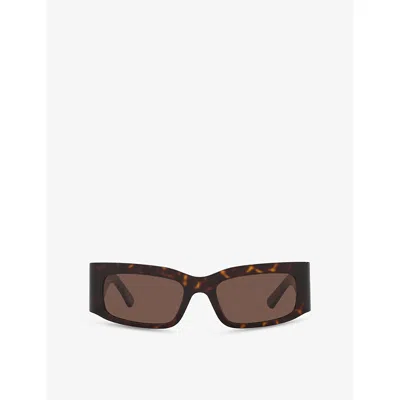 BALENCIAGA MENS BROWN BB0328S RECTANGULAR-FRAME ACETATE SUNGLASSES