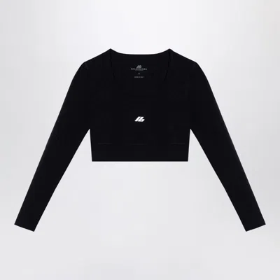 BALENCIAGA BALENCIAGA  BLACK ACTIVEWEAR TOP IN MATT NYLON BLEND