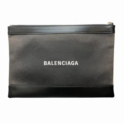 BALENCIAGA BALENCIAGA BLACK CANVAS LEATHER CLUTCH BAG (PRE-OWNED)