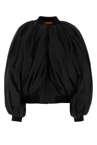 BALENCIAGA WOMEN BLACK BOMBER DRAPED JACKET, XS LUXURY JACKETS FOR WOMEN DARVEYS