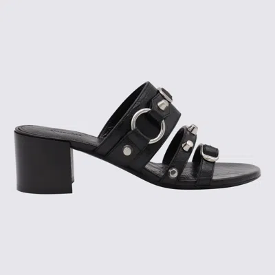BALENCIAGA BLACK LEATHER CITY SANDALS
