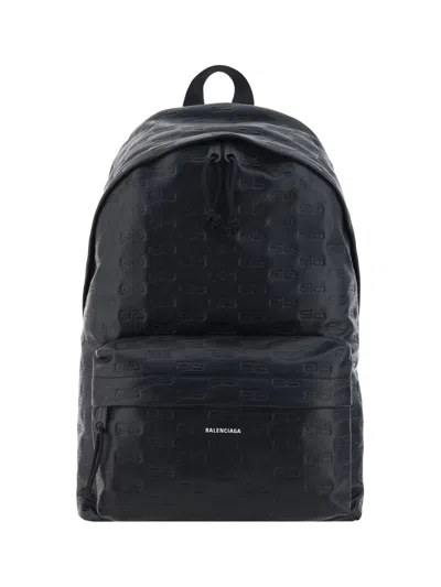 BALENCIAGA BLACK LEATHER MEDIUM SIGNATURE BACKPACK