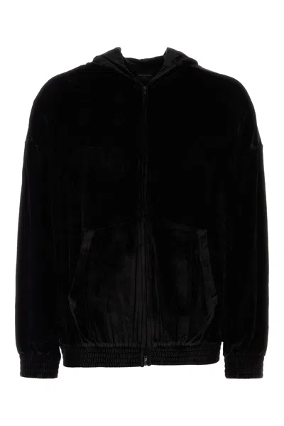 BALENCIAGA BLACK VELVET OVERSIZE SWEATSHIRT