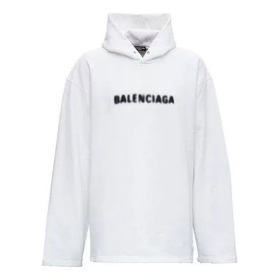 BALENCIAGA Balenciaga Blurred Logo Distress Hoodie 'White'