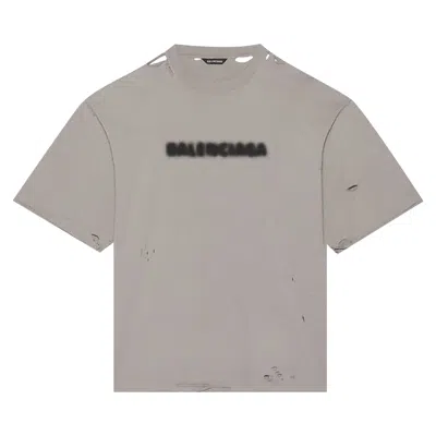 BALENCIAGA BALENCIAGA BLURRY WIDE FIT T-SHIRT 'STEEL GREY/BLACK'