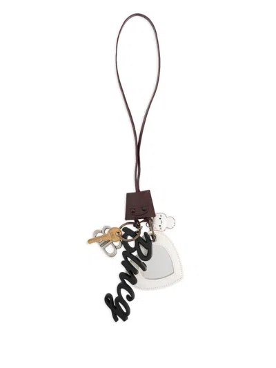 BALENCIAGA BROWN MULTI-PLAQUE BAG CHARM